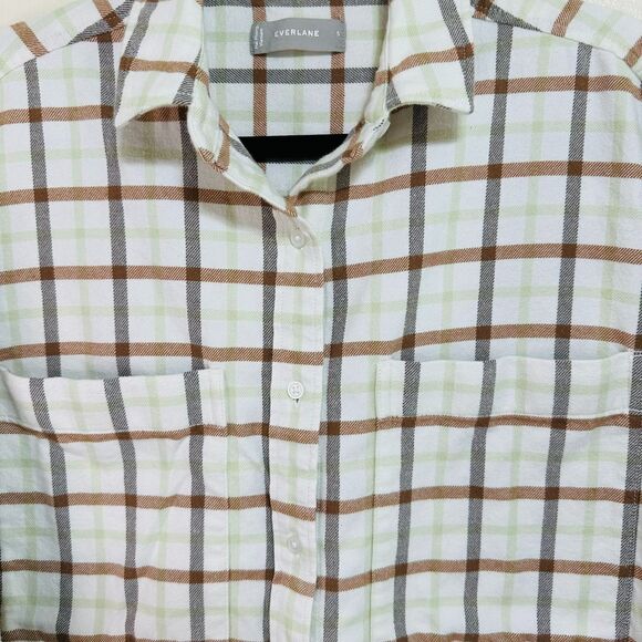 Everlane Women's Boxy Flannel Button Down Shirt Cuffed Sleeve Oversized, Size S - Picture 2 of 5